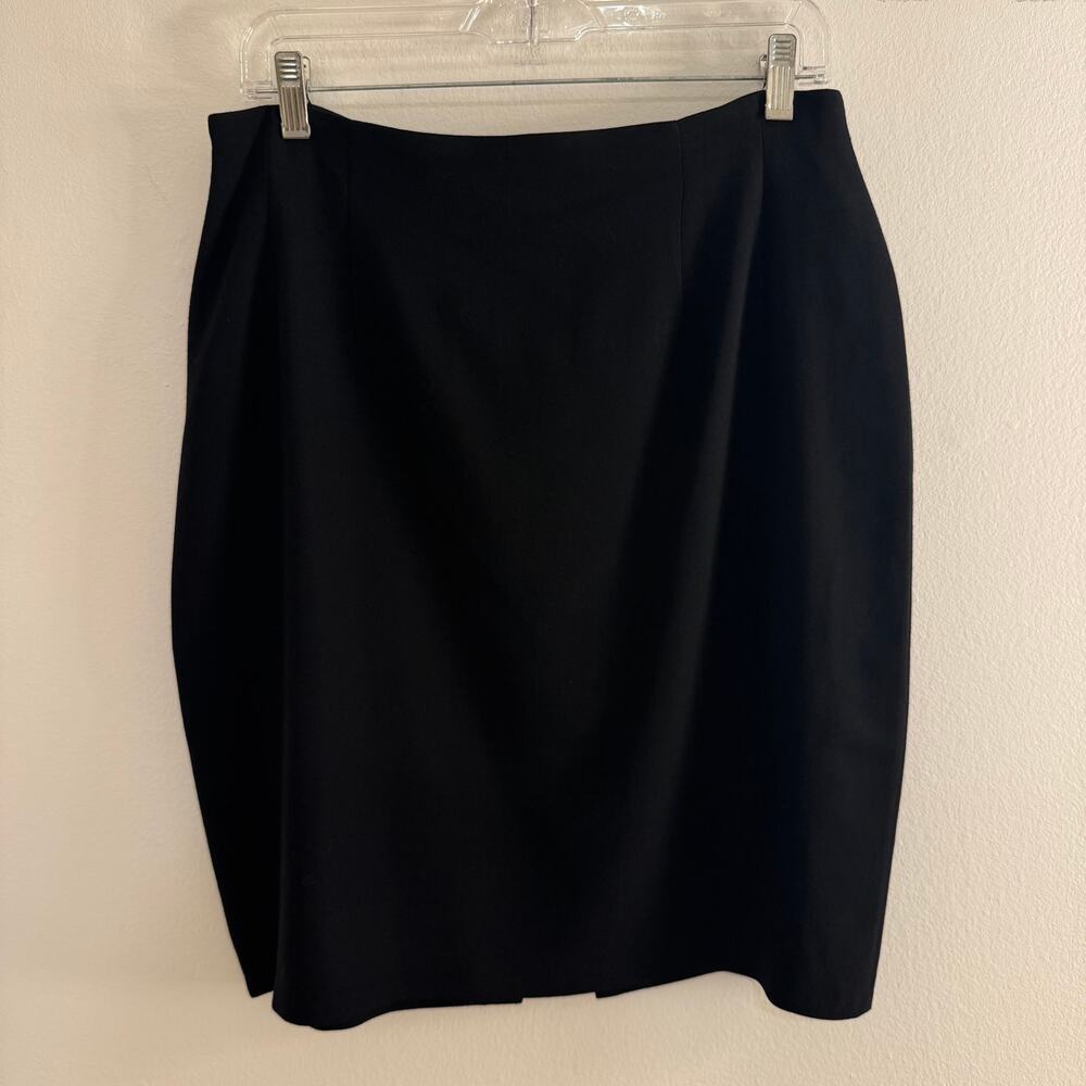 Ralph Lauren Collection Purple Label Black 100% Wool Pencil Skirt Size 12 Luxury